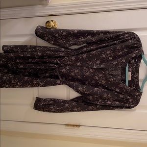 LOFT Grey/Purple Long Sleeve Dress